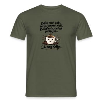 Kaffee Kuscheltasse Lächeln - Männer T-Shirt - Militärgrün - Vorne - AI Model Male 178 light (178cm)
