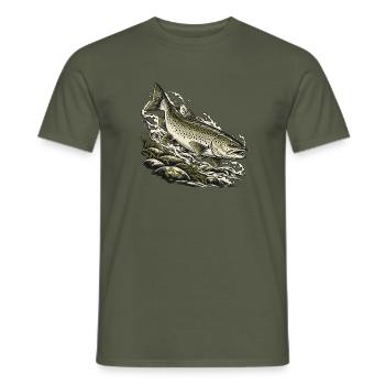 Wilde Forelle – Kraft des Bergbachs - Männer T-Shirt - Militärgrün - Vorne - AI Model Male 178 light (178cm)