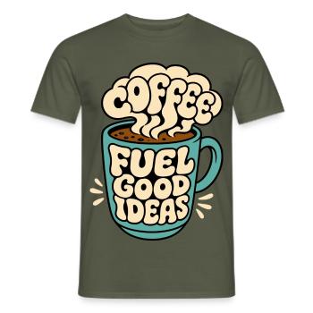 Kaffeetasse – Coffee Fuel Good Ideas - Männer T-Shirt - Militärgrün - Vorne - AI Model Male 178 light (178cm)