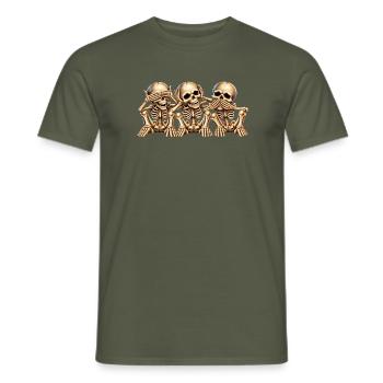 Drei Skelette Pose - Männer T-Shirt - Militärgrün - Vorne - AI Model Male 178 light (178cm)
