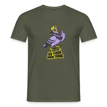 Lila Vogel Skateboard Statement - Männer T-Shirt - Militärgrün - Vorne - AI Model Male 178 light (178cm)