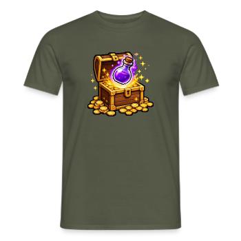 Schatztruhe Pixel Art Trank Zaubertrank T-Shirt - Männer T-Shirt - Militärgrün - Vorne - AI Model Male 178 light (178cm)
