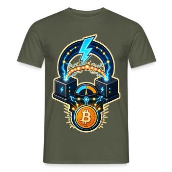 Bitcoin Lightning Kanal Knoten Routing - Männer T-Shirt - Militärgrün - Vorne - AI Model Male 178 light (178cm)