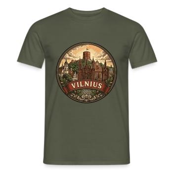 Vilnius Litauen Reiseabzeichen St. Annas Souvenir - Männer T-Shirt - Militärgrün - Vorne - AI Model Male 178 light (178cm)