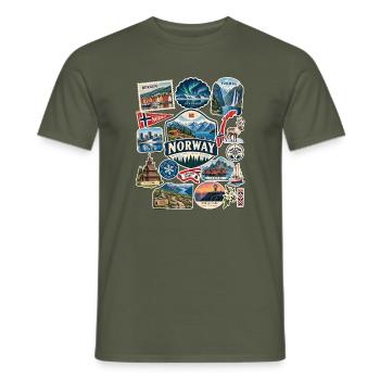 Norwegen Reisesticker - Männer T-Shirt - Militärgrün - Vorne - AI Model Male 178 light (178cm)