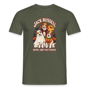 Spooky Night Loyal Company – Jack Russell Hundemama - Männer T-Shirt - Militärgrün - Vorne - AI Model Male 178 light (178cm)