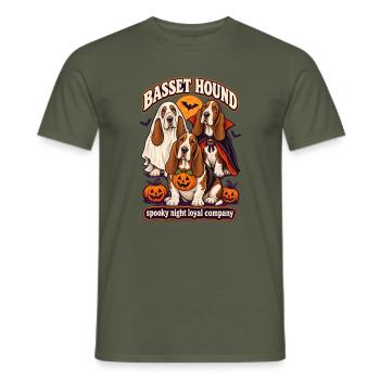 Spooky Night Loyal Company – Basset Hound Dog Mom - Männer T-Shirt - Militärgrün - Vorne - AI Model Male 178 light (178cm)