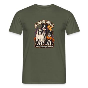 Spooky Night Loyal Company – Border Collie Dog Mom - Männer T-Shirt - Militärgrün - Vorne - AI Model Male 178 light (178cm)