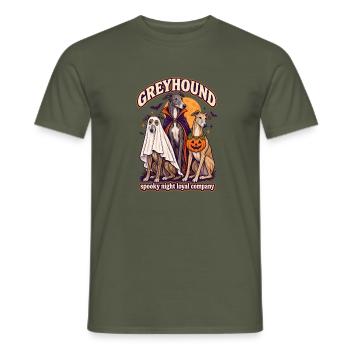 Spooky Night Loyal Company – Windhund Halloween - Männer T-Shirt - Militärgrün - Vorne - AI Model Male 178 light (178cm)