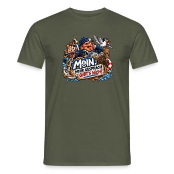MOIN Piratenwitz: Mehr Gerede Gibt's Nicht - Männer T-Shirt - Militärgrün - Vorne - AI Model Male 178 light (178cm)