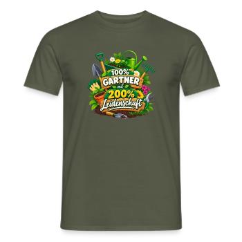 Gärtner mit 200% Leidenschaft - Männer T-Shirt - Militärgrün - Vorne - AI Model Male 178 light (178cm)