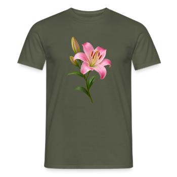 Rosa Lilienblüten-Grafik - Männer T-Shirt - Militärgrün - Vorne - AI Model Male 178 light (178cm)