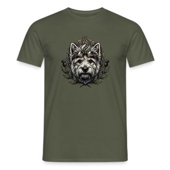 Steampunk-Hund mit Brille und keltischem Knoten - Männer T-Shirt - Militärgrün - Vorne - AI Model Male 178 light (178cm)