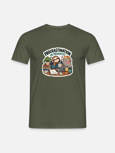 Prokrastination in Progress Cartoon - Männer T-Shirt - Militärgrün
