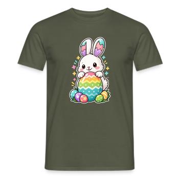 Kinder-Osterhasen-Familieneiersuche - Männer T-Shirt - Militärgrün - Vorne - AI Model Male 178 light (178cm)