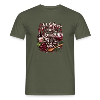 Ich liebe es, mit Wein zu kochen – Weinspruch - Männer T-Shirt - Militärgrün - Vorne - AI Model Male 178 light (178cm)