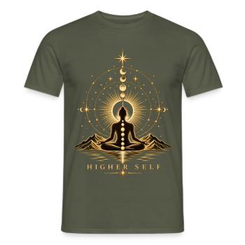 Die Mandala der Höheren Seele - Männer T-Shirt - Militärgrün - Vorne - AI Model Male 178 light (178cm)