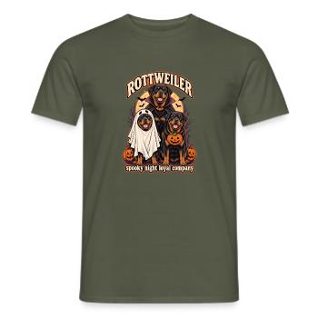 Spooky Night Loyal Company – Rottweiler Halloween - Männer T-Shirt - Militärgrün - Vorne - AI Model Male 178 light (178cm)