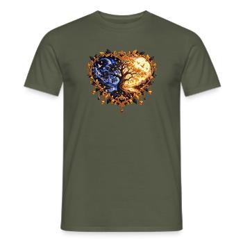 Herzbaum Tag Nacht Harmonie - Männer T-Shirt - Militärgrün - Vorne - AI Model Male 178 light (178cm)