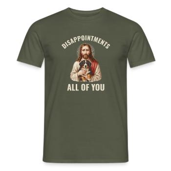 Disappointments Jesus mit Berner Sennenhund - Männer T-Shirt - Militärgrün - Vorne - AI Model Male 178 light (178cm)