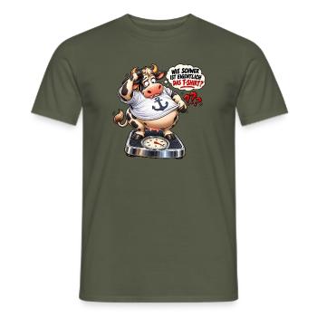 WIE SCHWER IST EIGENTLICH DAS T-SCHIRT  - Männer T-Shirt - Militärgrün - Vorne - AI Model Male 178 light (178cm)