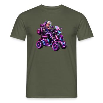Cyberpunk & Zukunfts-Sci-Fi-Mobilroller - Männer T-Shirt - Militärgrün - Vorne - AI Model Male 178 light (178cm)