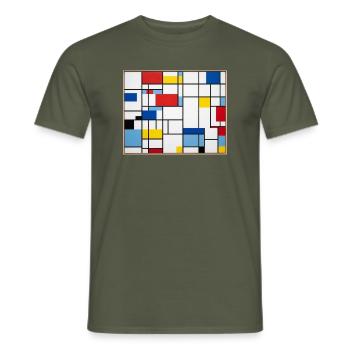 Mondrian Lines Primärfarbenspiel - Männer T-Shirt - Militärgrün - Vorne - AI Model Male 178 light (178cm)