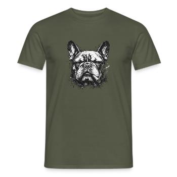  Französische Bulldogge Mit Zigarre Im Markanten - Männer T-Shirt - Militärgrün - Vorne - AI Model Male 178 light (178cm)