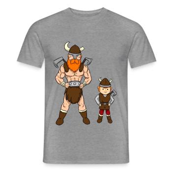 Viking Father Son - Männer T-Shirt - Graphit meliert - Vorne - AI Model Male 178 light (178cm)