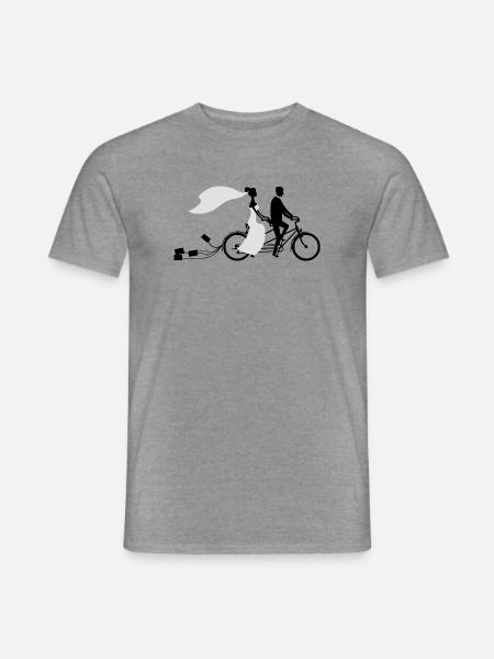 Hochzeit Fahrrad mit Dosen - Männer T-Shirt - Graphit meliert