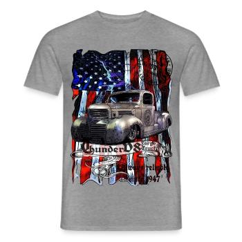 Vintage Pickup Flaggenprint - Männer T-Shirt - Graphit meliert - Vorne - AI Model Male 178 light (178cm)