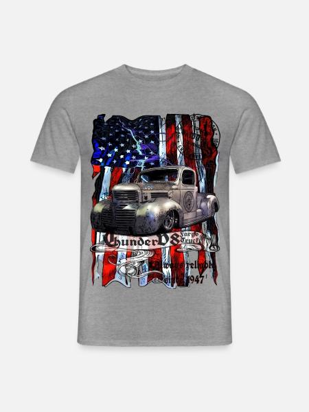 Vintage Pickup Flaggenprint - Männer T-Shirt - Graphit meliert