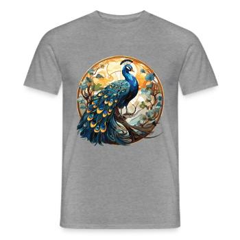 Pfauenbunte Aquarell-Tierillustration - Männer T-Shirt - Graphit meliert - Vorne - AI Model Male 178 light (178cm)