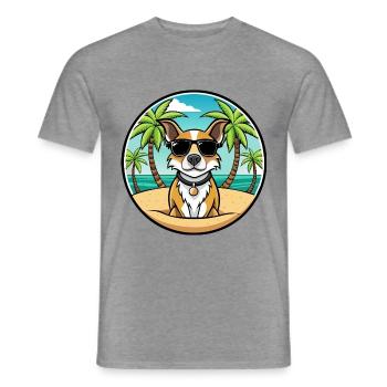 Braque Auvergne Hunderasse Cartoon Sonnenbrille Strand - Männer T-Shirt - Graphit meliert - Vorne - AI Model Male 178 light (178cm)