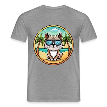 Birma Heilige Katzenrasse Cartoon Sonnenbrille Strand - Männer T-Shirt - Graphit meliert - Vorne - AI Model Male 178 light (178cm)