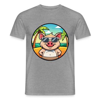 Cochon Drôle Dessin Animé Plage D’été Lunettes De Soleil Autocollant - T-shirt homme - graphite chiné - Devant - AI Model Male 178 light (178cm)