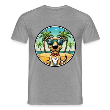 Plott Hound Hund Rasse Cartoon Sonnenbrille Strand - Männer T-Shirt - Graphit meliert - Vorne - AI Model Male 178 light (178cm)