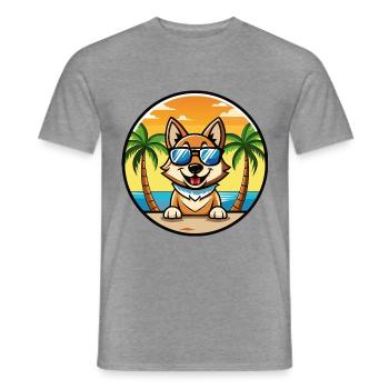 Tschechoslowakische Vlcak Hunderasse Cartoon Sonnenbrille - Männer T-Shirt - Graphit meliert - Vorne - AI Model Male 178 light (178cm)