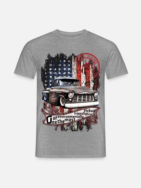 Vintager Pickup mit US-Flagge - Männer T-Shirt - Graphit meliert