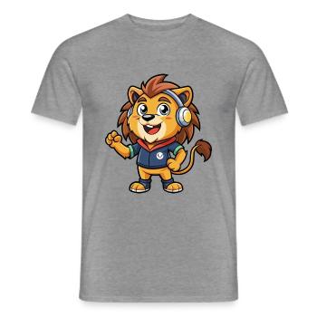 Löwe Lustige Zeichentrickfigur Kopfhörer Musik - Männer T-Shirt - Graphit meliert - Vorne - AI Model Male 178 light (178cm)