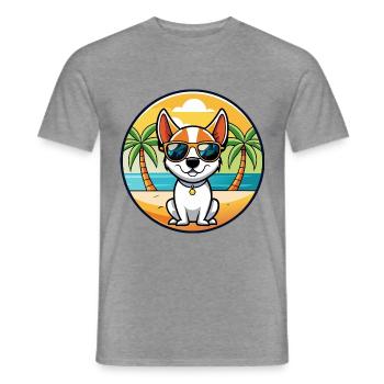 Rat Terrier Hund Rasse Cartoon Sonnenbrille Strand - Männer T-Shirt - Graphit meliert - Vorne - AI Model Male 178 light (178cm)