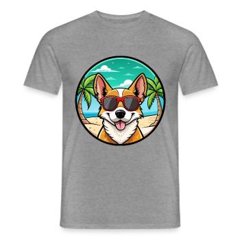 Portugiesische Podengo Hunderasse Cartoon Sonnenbrille - Männer T-Shirt - Graphit meliert - Vorne - AI Model Male 178 light (178cm)