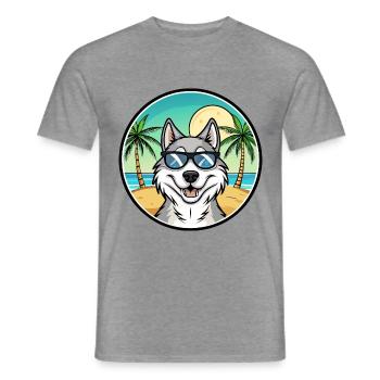 Nördliche Inuit Hunderasse Cartoon Sonnenbrille Strand - Männer T-Shirt - Graphit meliert - Vorne - AI Model Male 178 light (178cm)