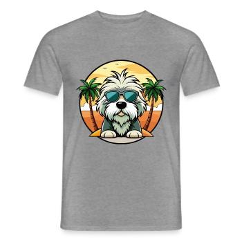 Alter englischer Schäferhund Rasse Cartoon Sonnenbrille Strand - Männer T-Shirt - Graphit meliert - Vorne - AI Model Male 178 light (178cm)