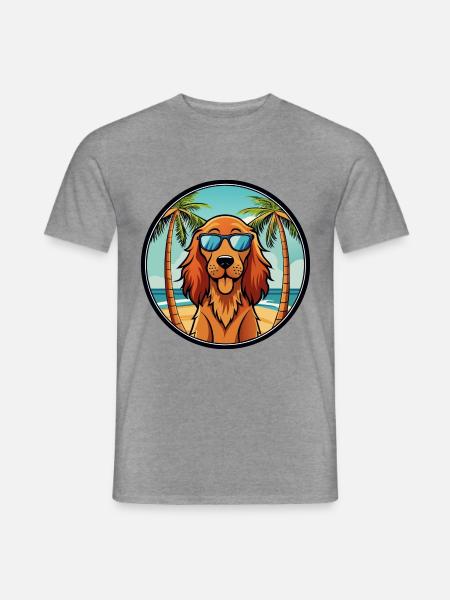 Irsk Setter Hund Race Tegneserie Solbriller Beach - Mænd T-shirt - grafitgrå meleret