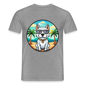 Dogue Argentino Chien Race Dessin Animé Lunettes De Soleil Plage - T-shirt homme - graphite chiné - Devant - AI Model Male 178 light (178cm)