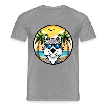Nördliche Inuit Hunderasse Cartoon Sonnenbrille Strand - Männer T-Shirt - Graphit meliert - Vorne - AI Model Male 178 light (178cm)