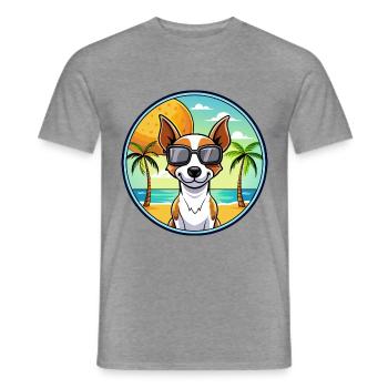Decker Rat Terrier Hunderasse Cartoon Sonnenbrille - Männer T-Shirt - Graphit meliert - Vorne - AI Model Male 178 light (178cm)