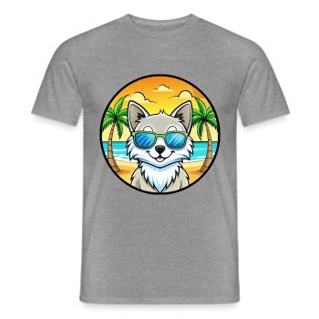 Lunettes de soleil de plage de race de chat angora turc - T-shirt homme - graphite chiné - Devant - AI Model Male 178 light (178cm)
