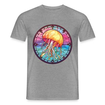 Quallenbunte Aquarell-Tierillustration - Männer T-Shirt - Graphit meliert - Vorne - AI Model Male 178 light (178cm)